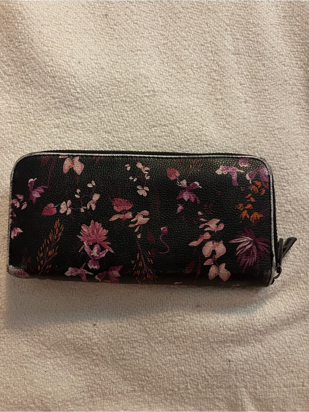 A New Day - Black Floral Zip-Around Wallet